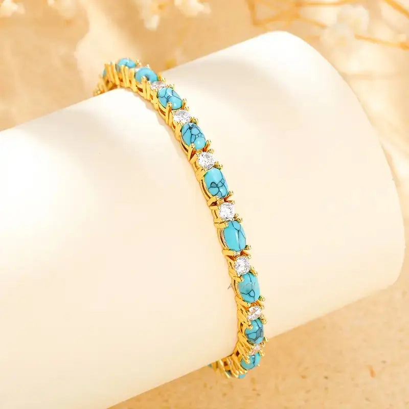 18K Gold Turquoise and Diamond Bracelet That Elevates Your Style & Turns Every Glance Into Admiration