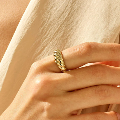14K Gold Crest Ring That Embodies Bold Sophistication & Frames Your Hand in Luxury