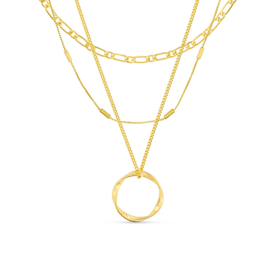 18K Gold Open Circle Three Row Necklace That Inspires Effortless Style & Draws Every Compliment
