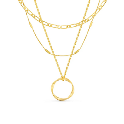 18K Gold Open Circle Three Row Necklace That Inspires Effortless Style & Draws Every Compliment