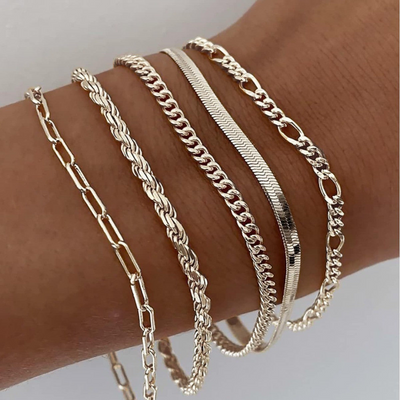 14K Gold Bracelet Set That Makes You Stand Out & Turns Heads (Adjustable)