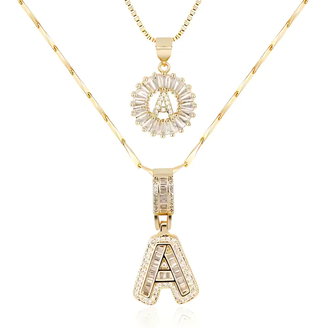 18K Gold Initial Pendant Set That Elevates Your Elegance & Makes You Unforgettable