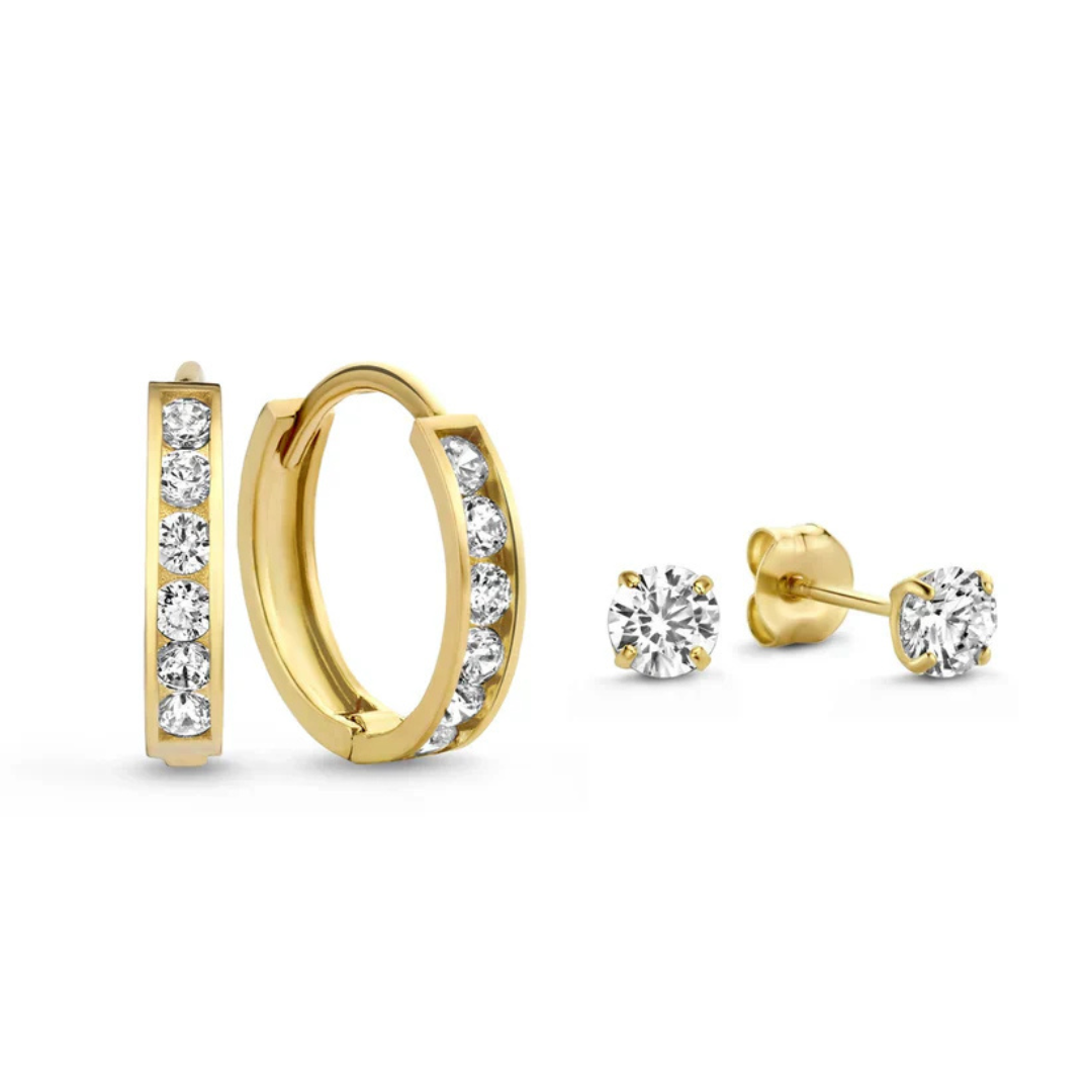 14K Gold Diamond Earring Set That Radiates Sophistication & Turns Every Glance Into Admiration