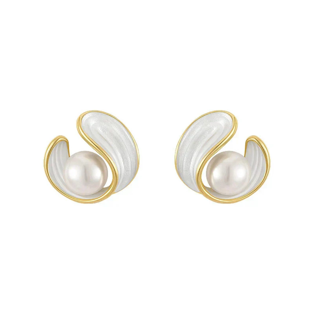 Luxury White Opal Earrings with Pearls in Gold