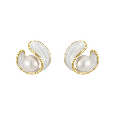 Luxury White Opal Earrings with Pearls in Gold