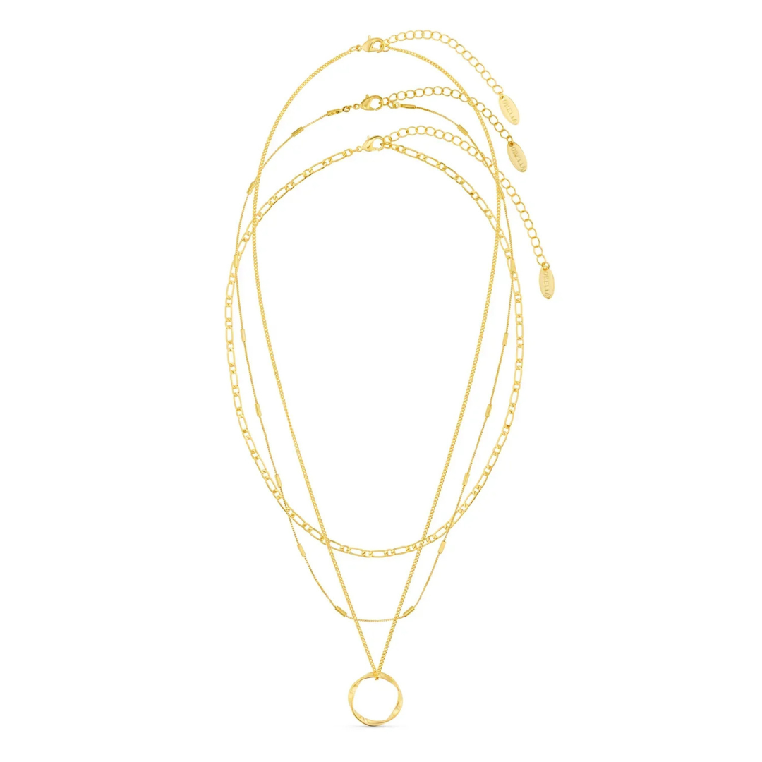 18K Gold Open Circle Three Row Necklace That Inspires Effortless Style & Draws Every Compliment