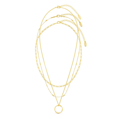 18K Gold Open Circle Three Row Necklace That Inspires Effortless Style & Draws Every Compliment