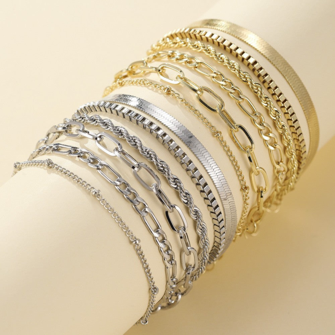 14K Gold Bracelet Set That Makes You Stand Out & Turns Heads (Adjustable)