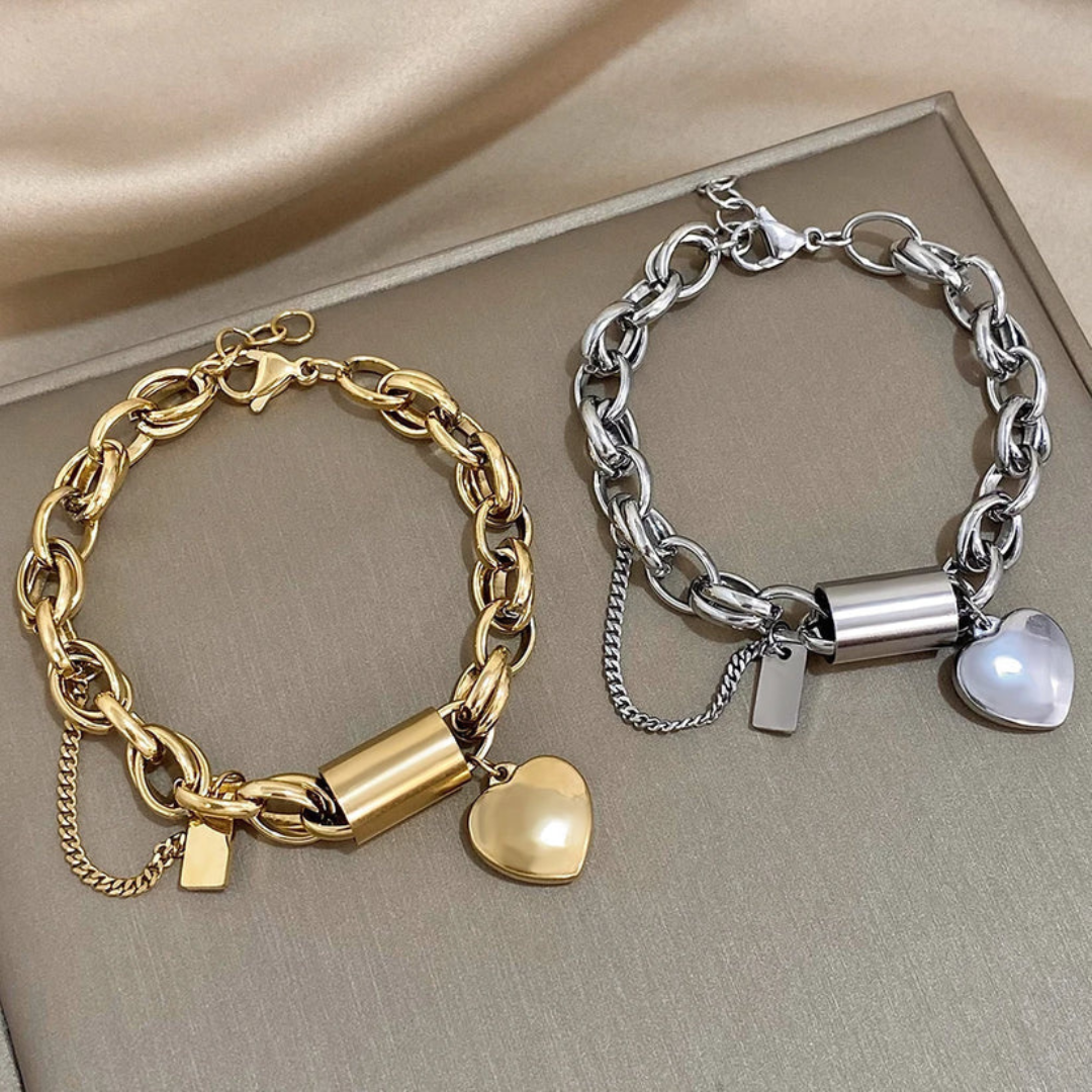 18K Gold Heartened Chunky Bracelet That Boosts Your Confidence & Captures Every Eye
