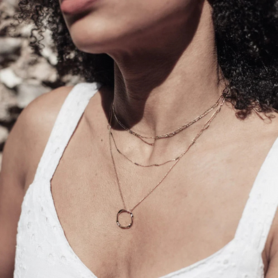 18K Gold Open Circle Three Row Necklace That Inspires Effortless Style & Draws Every Compliment