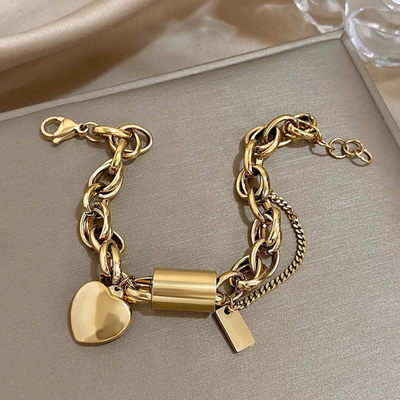 18K Gold Heartened Chunky Bracelet That Boosts Your Confidence & Captures Every Eye