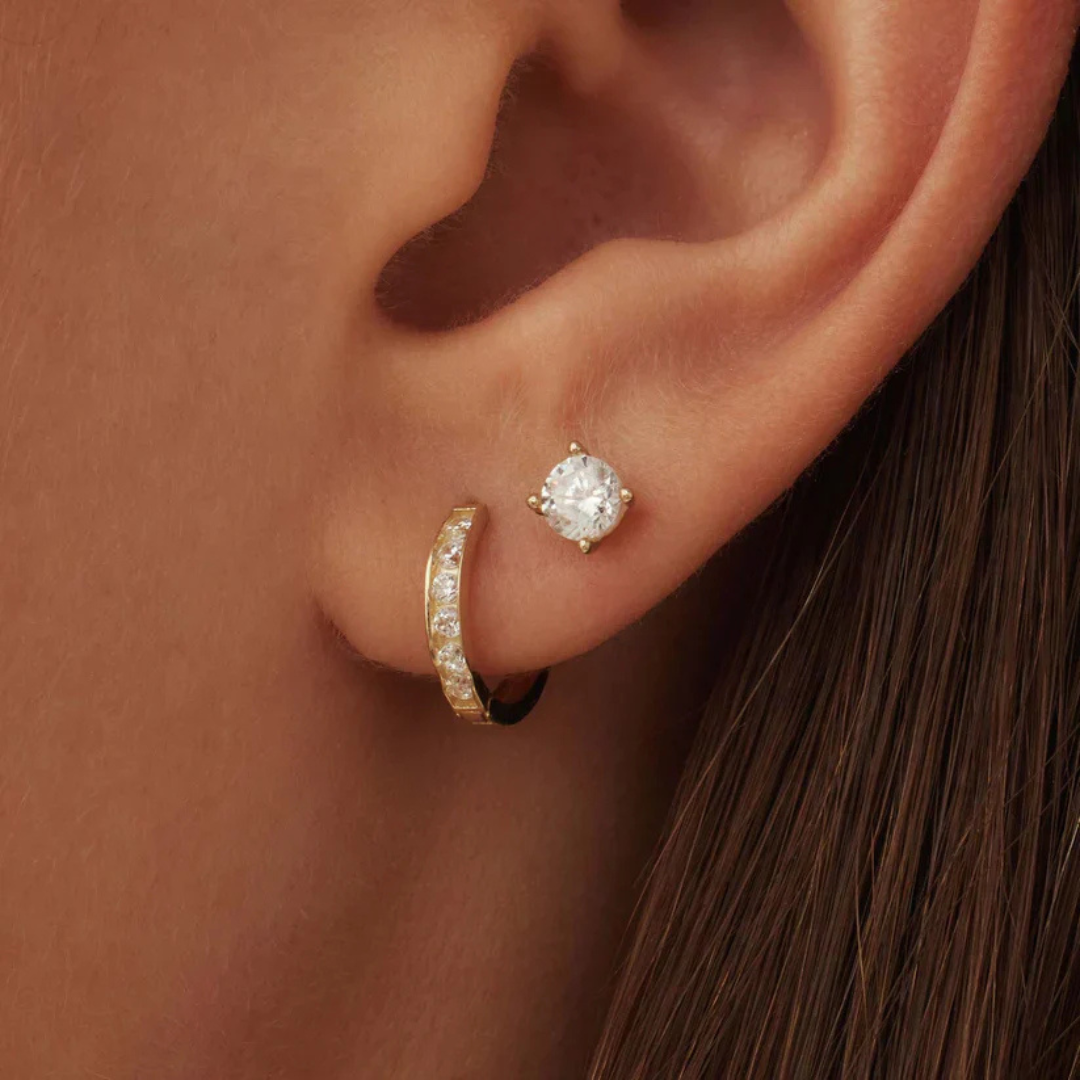 14K Gold Diamond Earring Set That Radiates Sophistication & Turns Every Glance Into Admiration