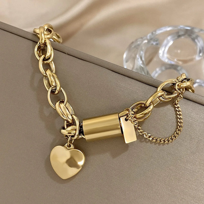 18K Gold Heartened Chunky Bracelet That Boosts Your Confidence & Captures Every Eye