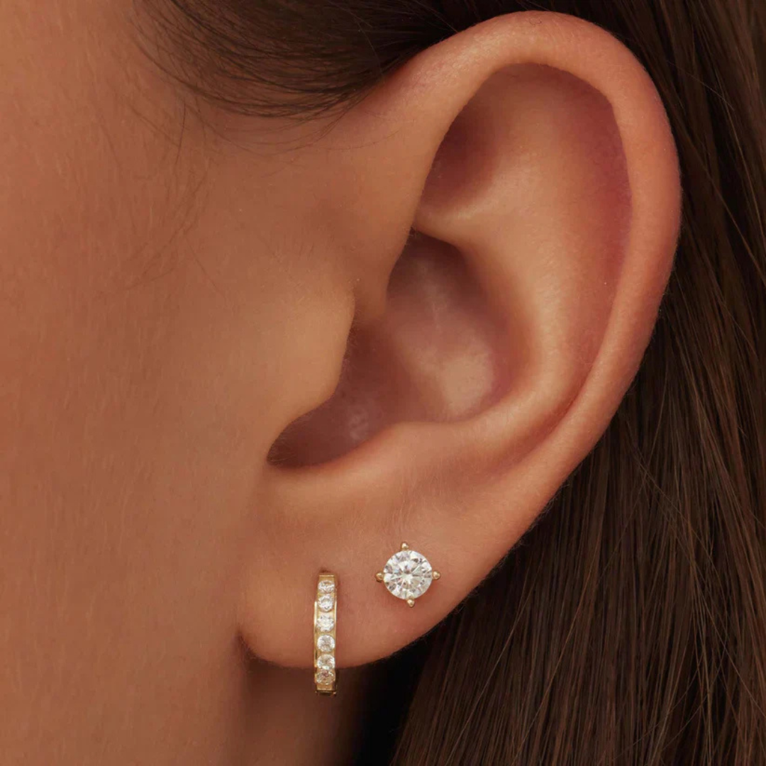 14K Gold Diamond Earring Set That Radiates Sophistication & Turns Every Glance Into Admiration
