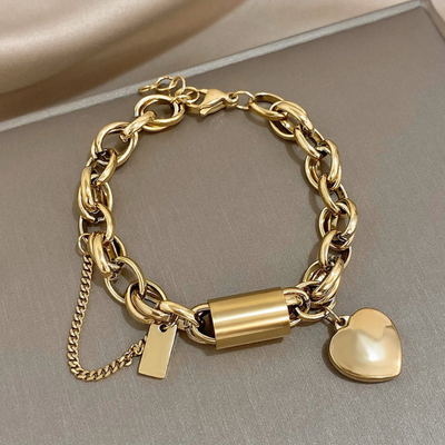 18K Gold Heartened Chunky Bracelet That Boosts Your Confidence & Captures Every Eye
