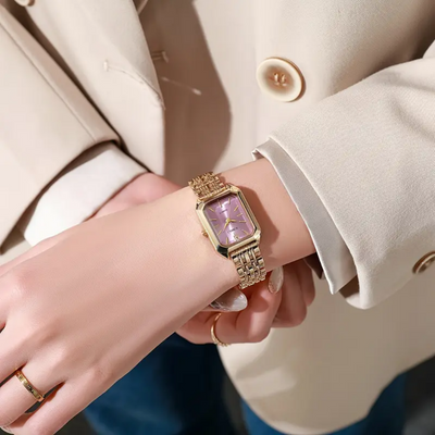 18K Gold Rectangle Watch That Exudes Sophistication & Draws Compliments Everywhere You Go