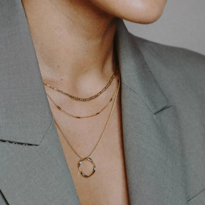 18K Gold Open Circle Three Row Necklace That Inspires Effortless Style & Draws Every Compliment