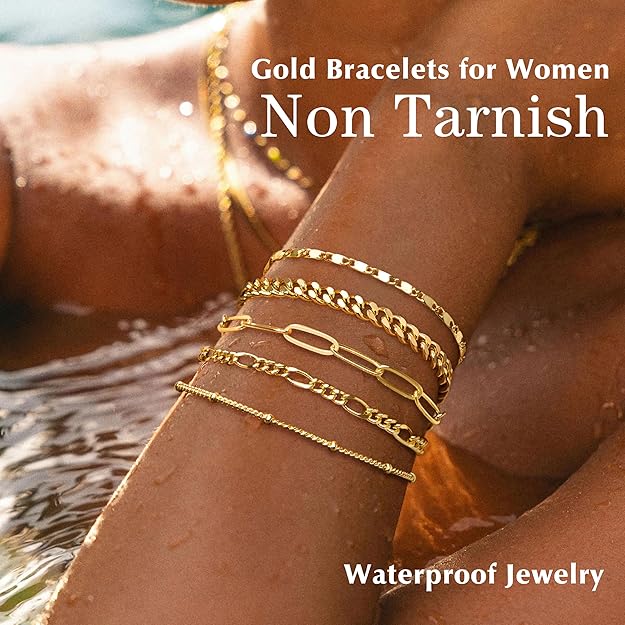 14K Gold Bracelet Set That Makes You Stand Out & Turns Heads (Adjustable)