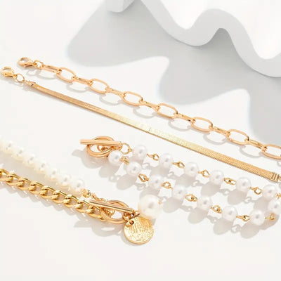 18K Gold Pearl Bracelet Set That Radiates Sophistication & Makes You Unforgettable
