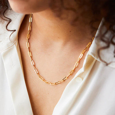 14K Gold Paperclip Chain Necklace That Elevates Your Elegance Instantly & Makes You Unforgettable
