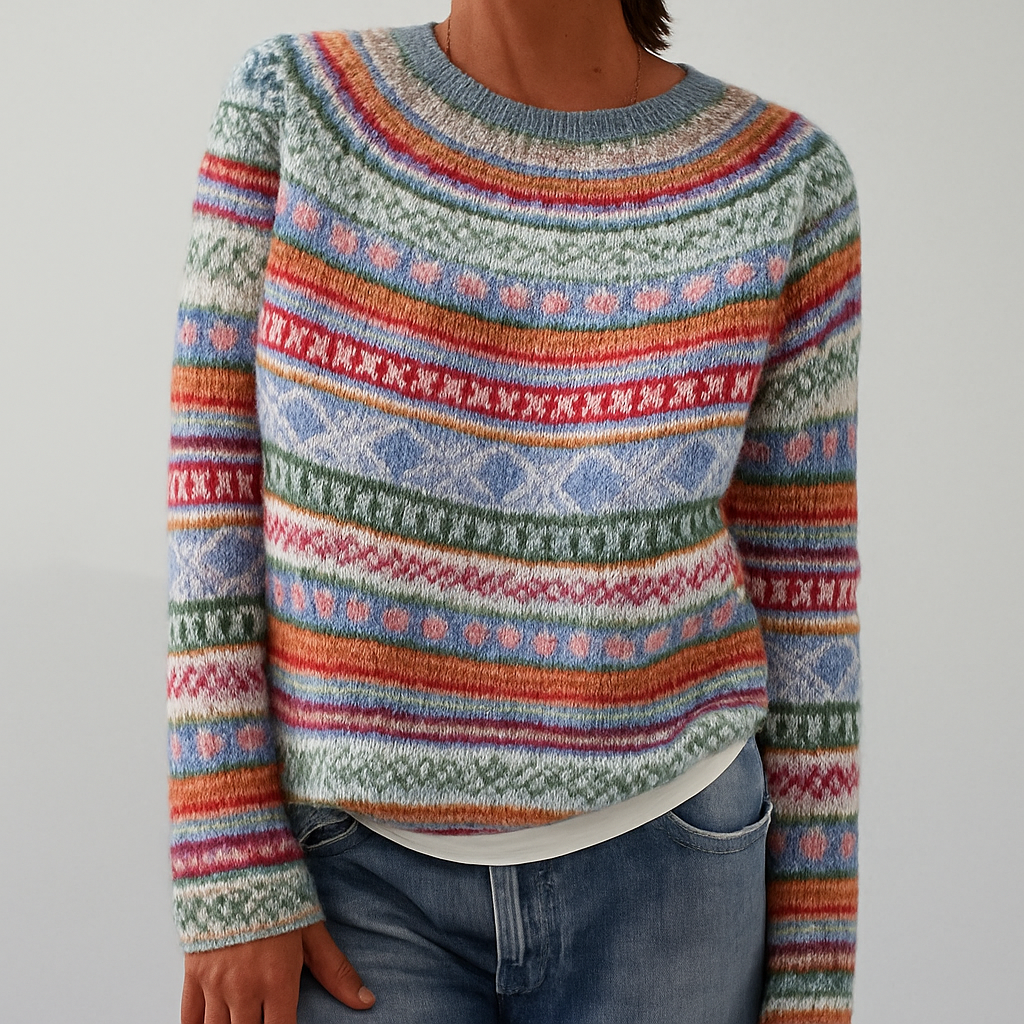 Patterned Knit Sweater – Capture Attention with Colorful Charm