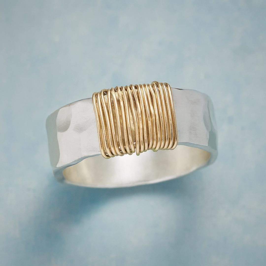 Vintage Golden Threads Silver Ring