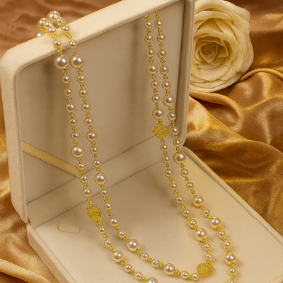 Elegant Gold Pearl Necklace