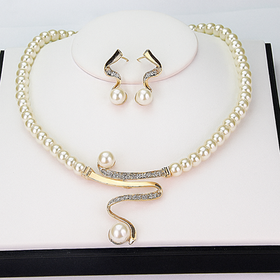 Natural Pearl Necklace + Earrings Set