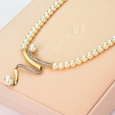 Natural Pearl Necklace + Earrings Set