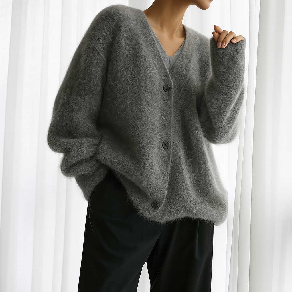 Plush Cardigan with V-Neck – Maximum Comfort Factor with an Elegant Feel