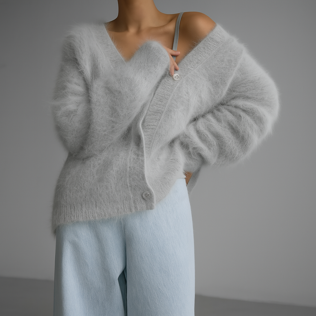 Plush Cardigan with V-Neck – Maximum Comfort Factor with an Elegant Feel