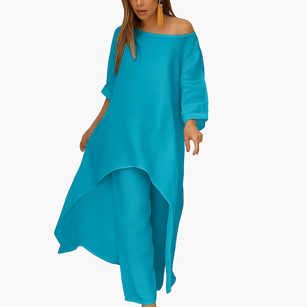 Amara - Casual High-Low Top Two Piece Pants Suit
