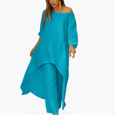 Amara - Casual High-Low Top Two Piece Pants Suit