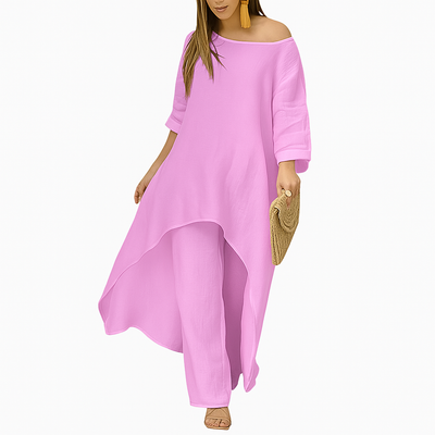 Amara - Casual High-Low Top Two Piece Pants Suit