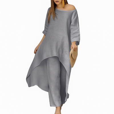 Amara - Casual High-Low Top Two Piece Pants Suit