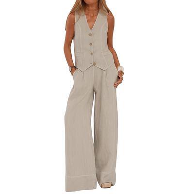 Odalys - Elegant and Versatile Two-Piece Pantsuit with Tailored Vest