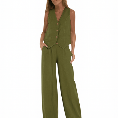 Odalys - Elegant and Versatile Two-Piece Pantsuit with Tailored Vest