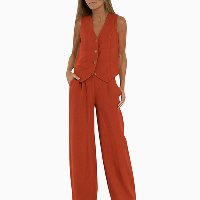 Odalys - Elegant and Versatile Two-Piece Pantsuit with Tailored Vest