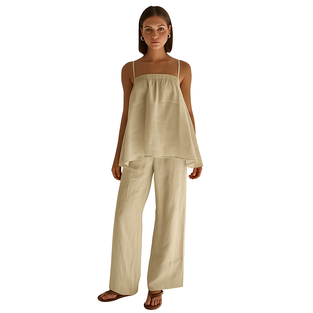 Philine - Lightweight Two-Piece Nightwear Set with Spaghetti Strap Top