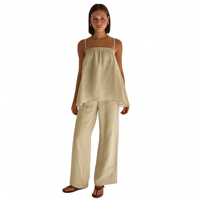 Philine - Lightweight Two-Piece Nightwear Set with Spaghetti Strap Top