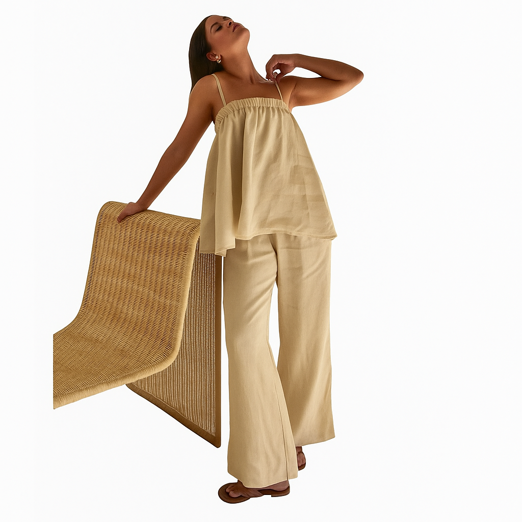 Philine - Lightweight Two-Piece Nightwear Set with Spaghetti Strap Top