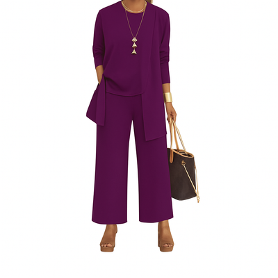 Isabeau – Two-Piece Women's Set with Long Sleeve Top and Wide-Leg Pants