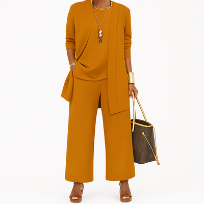 Isabeau – Two-Piece Women's Set with Long Sleeve Top and Wide-Leg Pants