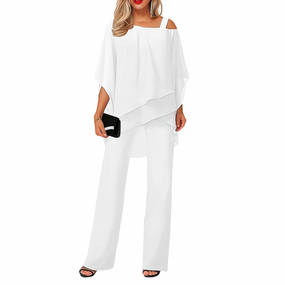 Emilienne – Women's Two-Piece Set with Batwing Sleeve Top & Wide-Leg Pants