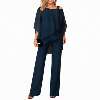 Emilienne – Women's Two-Piece Set with Batwing Sleeve Top & Wide-Leg Pants