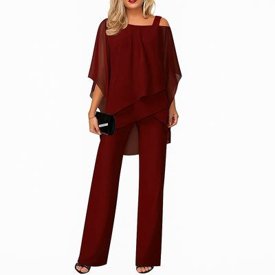Emilienne – Women's Two-Piece Set with Batwing Sleeve Top & Wide-Leg Pants
