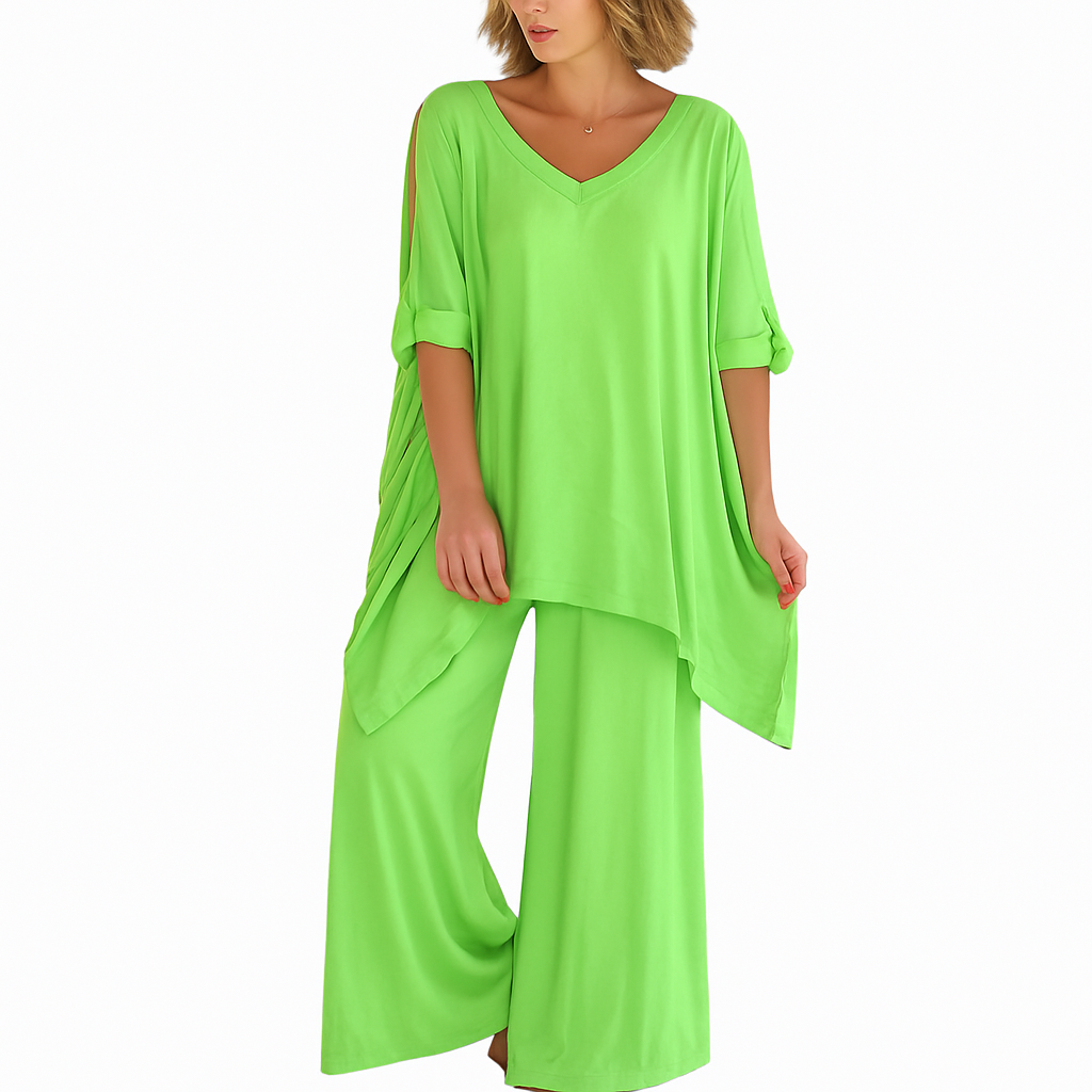 Yelena – Boho Two-Piece Set with Oversized Pullover & Wide-Leg Pants