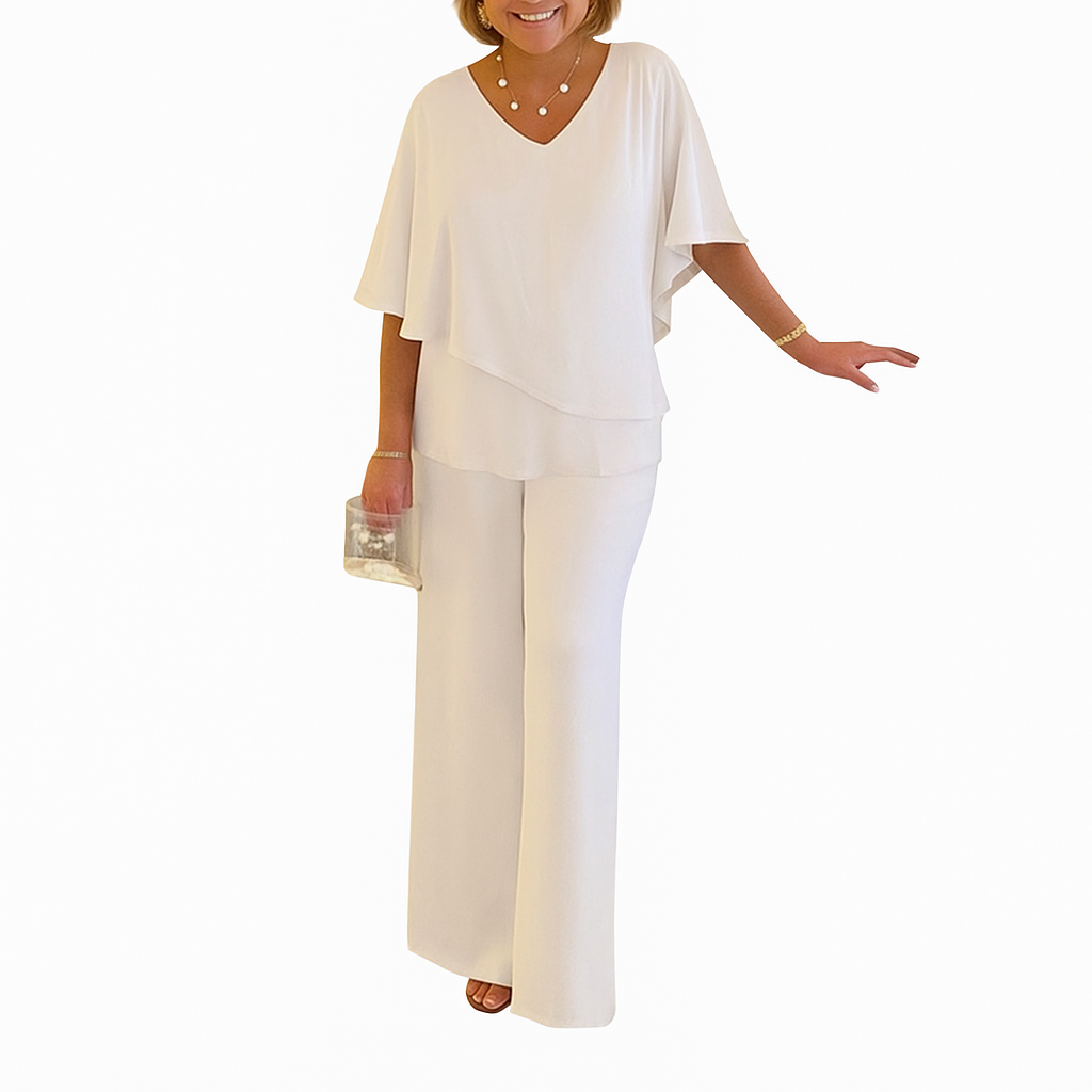Winona – V-Neck Asymmetrical Hem Plus-Size Casual Dress Set