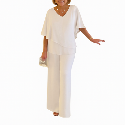 Winona – V-Neck Asymmetrical Hem Plus-Size Casual Dress Set