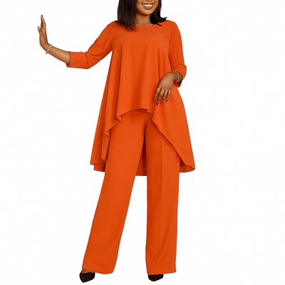 Selene – Elegant Two-Piece Set with Long Loose Blouse & Matching Trousers